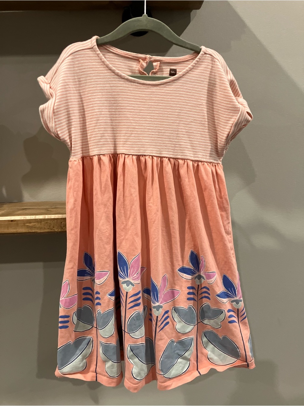 Girls’ Tea Collection Pink Floral Design Cotton Dress Size 7